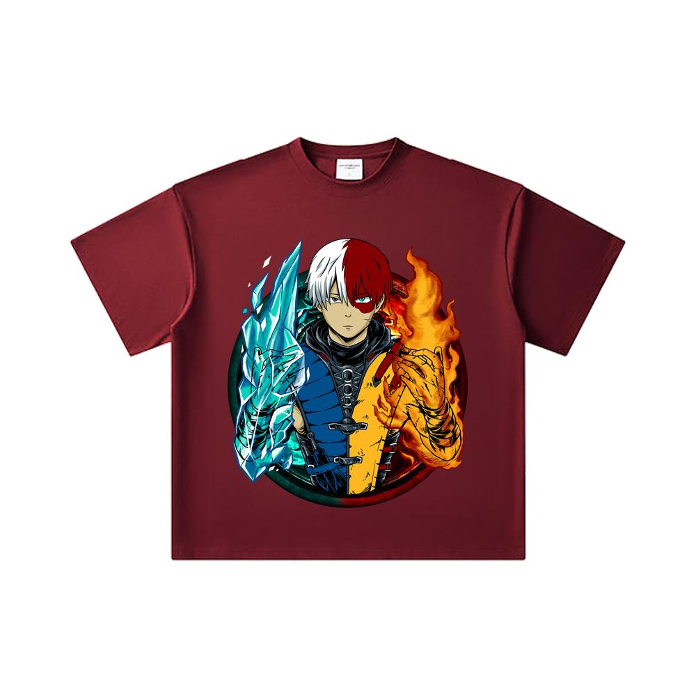 260 GSM Double Yarn 32 Count 100% Cotton My Hero Academia V4 Shoto Print Unisex Heavy Cotton T Shirt