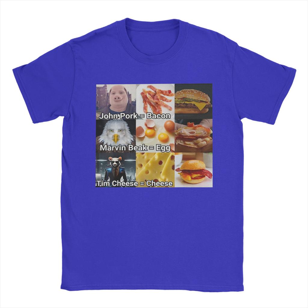 Men John Pork Marvin Beak Tim Cheese Funny Bacon Egg Cheese T Shirts  Pure Cotton Clothing Novelty Tee Shirt Summer TShirts