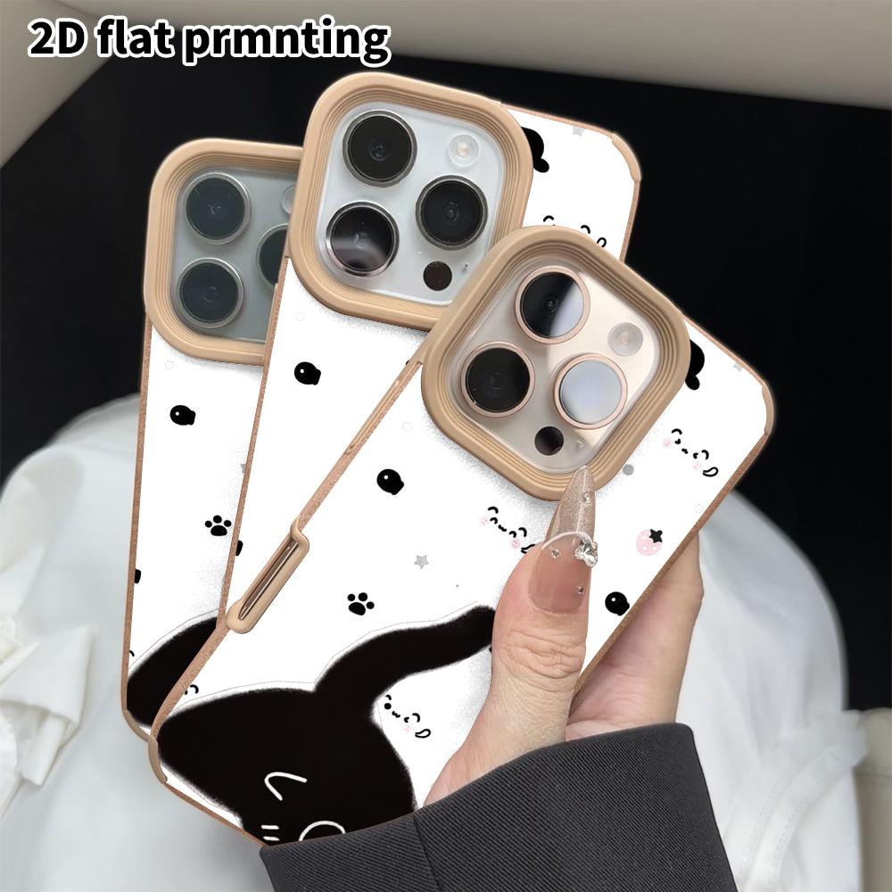 Phone Case: 2D Flat Lambskin Suitable for iPhone 18, 17, 16, 15, 14, 13 Pro Film Protective Case, Black Cat Pattern, Christmas and Halloween Gift