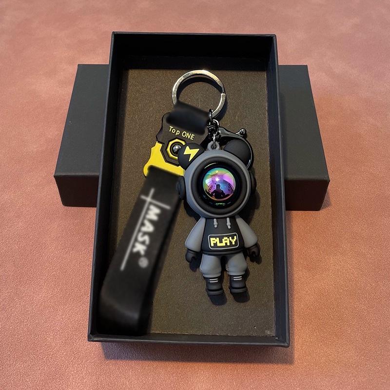 Cute Cartoon Lightning Bear Keychain - Personality Pendant for Couples, Bags & Cars - Creative Gift for Men & Women.