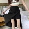 High Waist Hip Skirt Irregular Slit Black Skirt for Women Summer Mid-length A-line Harajuku Vintage Women Clothing