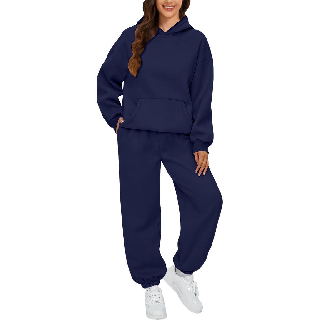 Women's Fall/Winter Casual Two-Piece Set Hooded Sweatshirt and Sweatpants