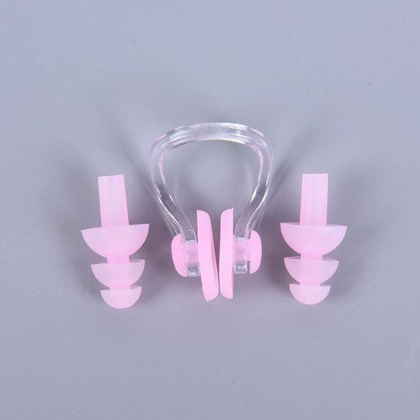 Swimming Nose Clip Earplug Set, Silicone Three-layer Waterproof Non-slip Nose Ears Protectors