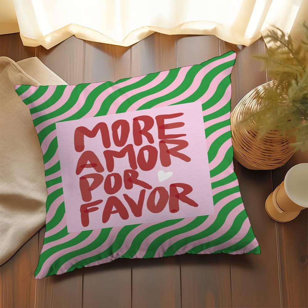 Nordic More Amor Por Favor Colorful Eclectic Pink Love Personalized Picture Text Home Decorative Pillows Household Gifts 45X45Cm