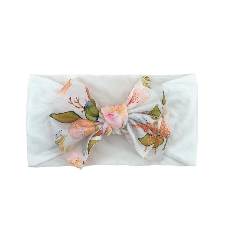 baby new children's hair accessories cute baby floral seamless wide headscarf nylon bow baby headband