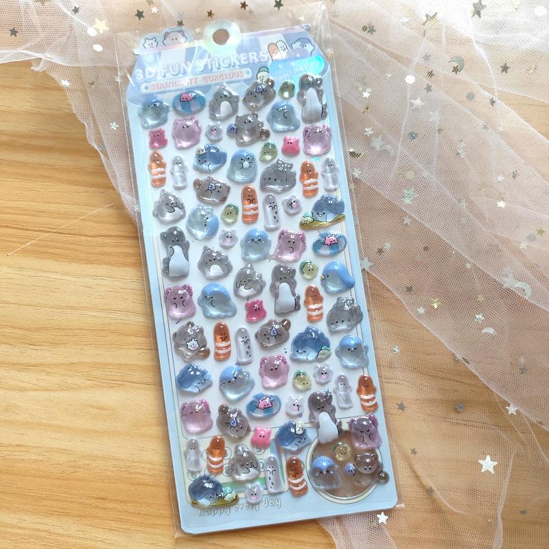 Mini Japanese Style 3D Drop Relief Stickers - Cartoon Diy Scrapbooking Journaling Stationery Cute Stickers For Diary Decor