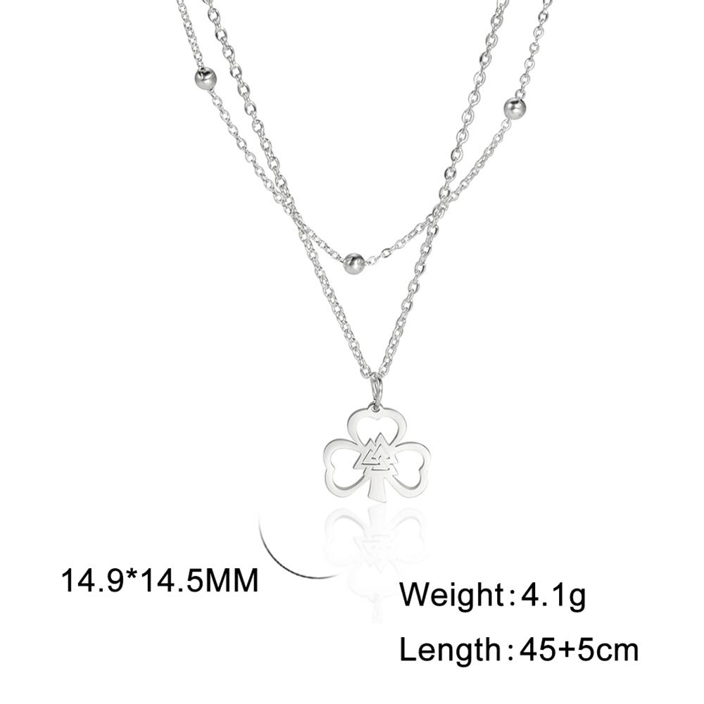 Cazador Dog Cat Four Leaf Clover Pendant Necklace for Women Stainless Steel Compass Angel Choker Double Chain Neck Jewelry 2026