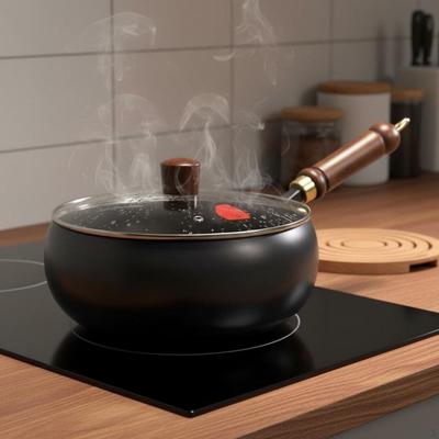 Keine Rührpfanne Antihaft Flacher Boden Wok Verdickter Körper Chinesisch für die Heimküche 24CM