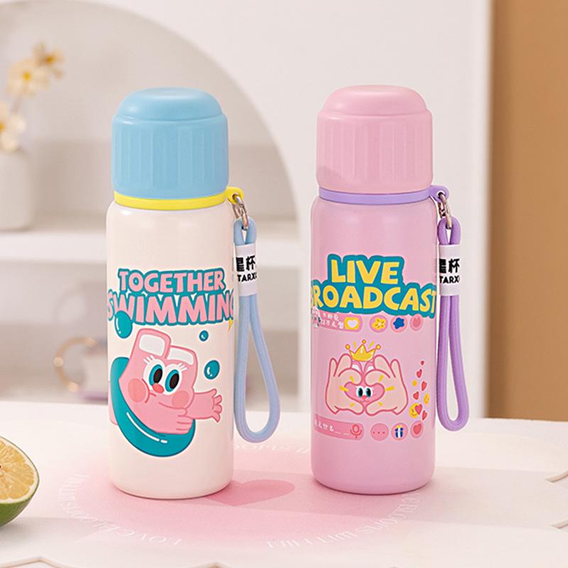 New Cute Graffiti Thermos Cup High Value Girls Large Capacity Children's Kettle Will Carry Rope Tea Water Cup