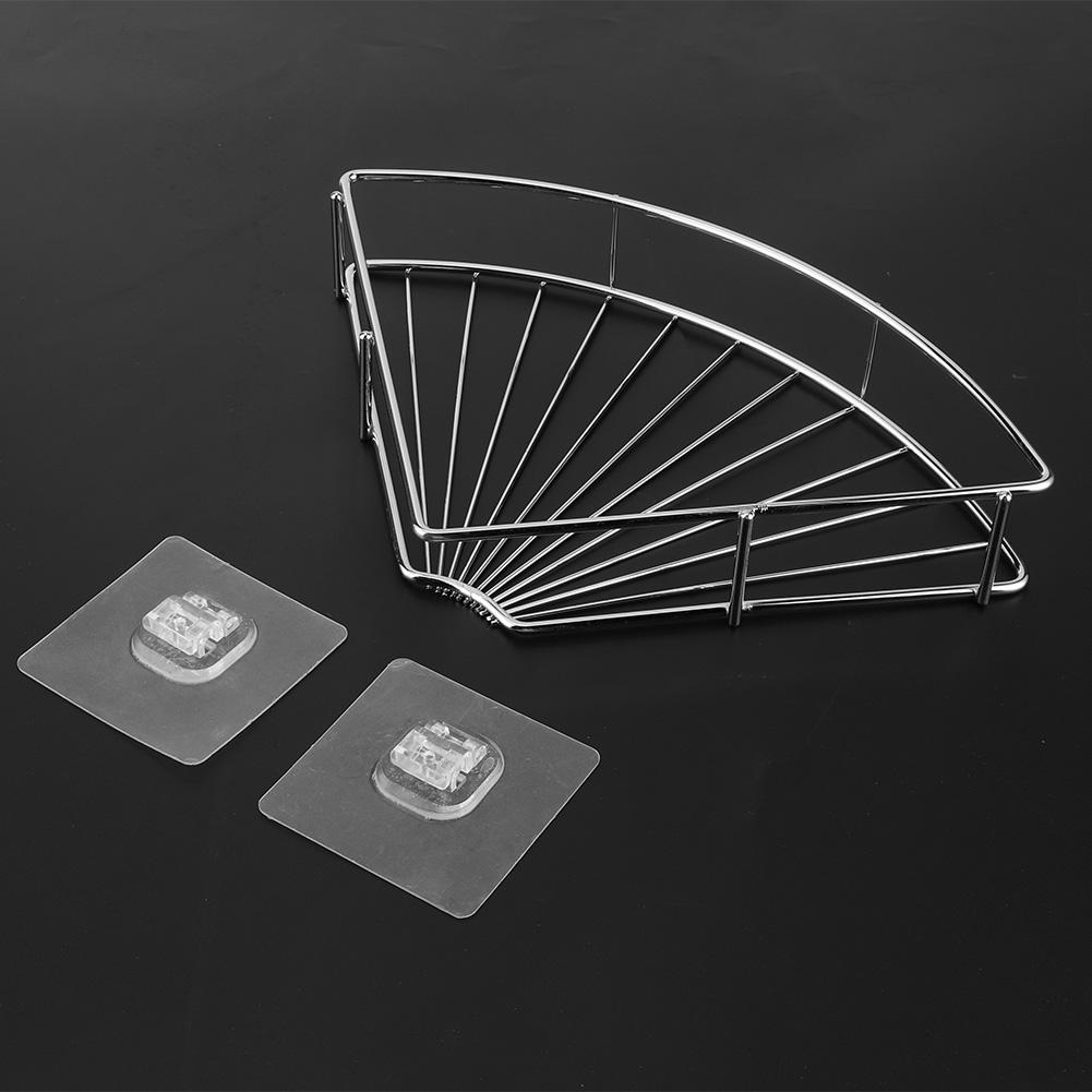 Punch Free Stainless Steel Triangular Storage Shelf Corner Bathroom Shelf Rack Organizer with Adhesive