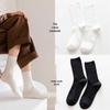 Women's Wear-Resistant Mid-Calf Ribbed White Cotton Socks - Autumn/Winter Durable Slouch Style