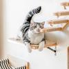 Solid Wood Wall Mounted Cat Climbing Frame Cat Scratching Post Hammock Ladder with Sisa for Cat Playing and Resting