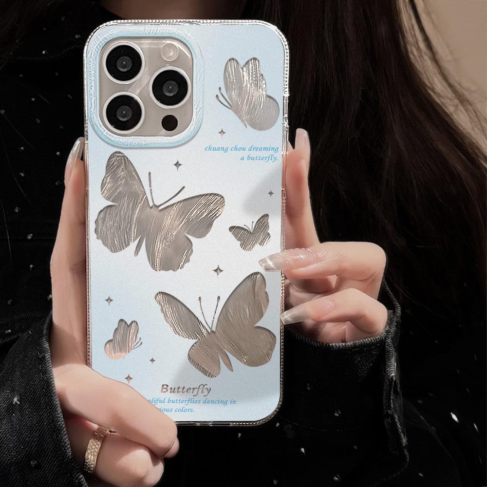 Feather Luster Phone Case for Samsung A53 A14 A33 A12 A32 S24 S23 Plus S20 S21 FE for iPhone 17 15 16 13 Pro 17 16 Pro Max Butterfly Bow Phone Case