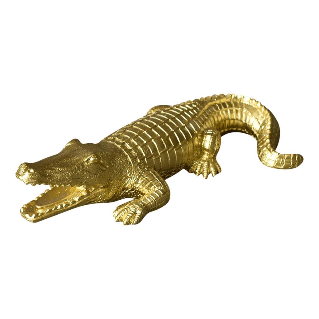 Figurina Coccodrillo Scultura Alligatore Ornamento Artigianato Regalo Souvenir Statua Animale Giardino Resina per Balcone Tavolo Ufficio