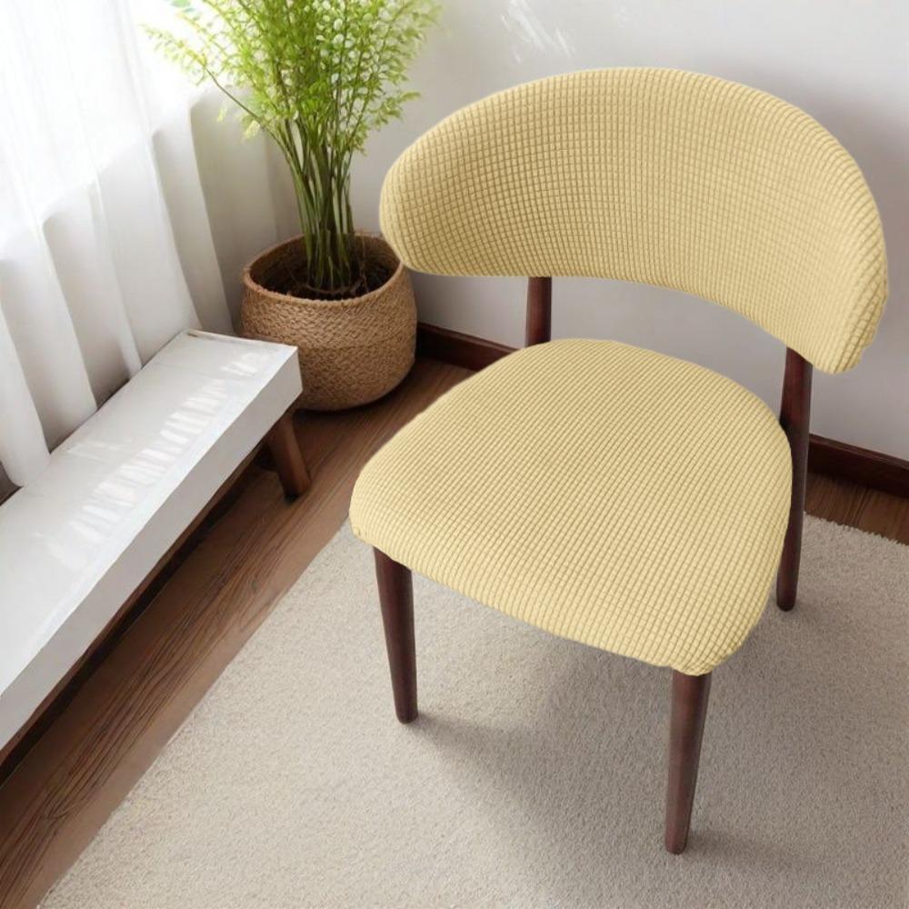 

1 Set C-shaped Backrest Chair Cover Elastic Dustproof Seat Protector Solid Color Removable Split Design Chair Slipcovers жёлтый