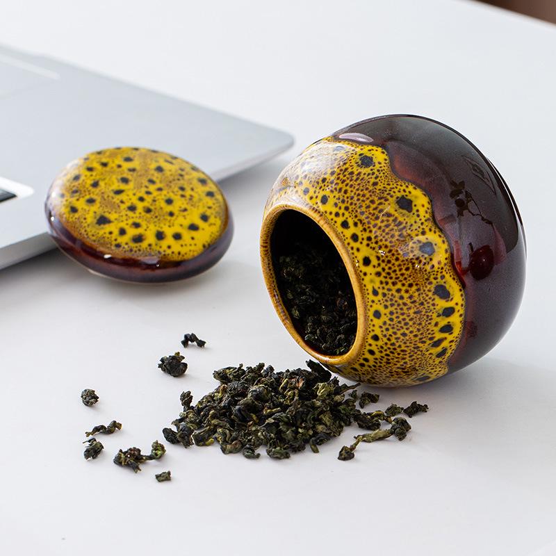 Multi-Color Ceramic Mini Jars for Tea, Incense, or Storage – Sealed and Engraved Design