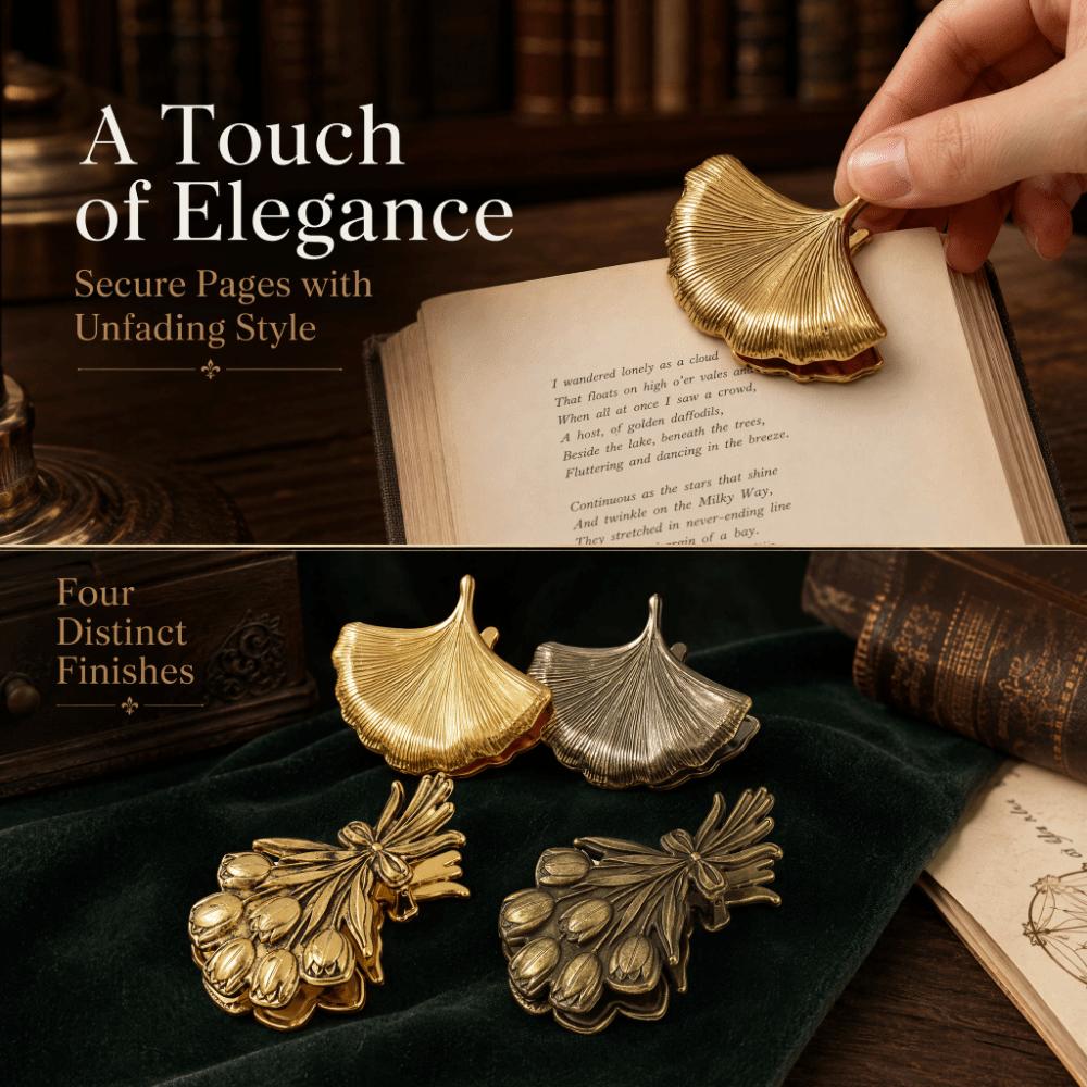 Ginkgo Leave Bouquet Journal Clips Antique Finish Metal Bookmark  Office