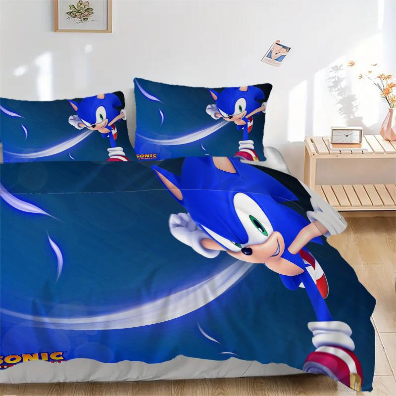 Sonic Adventure Print 3Pcs Bedding Setduvet Cover With 2 Bedropillowcase Home Birthday Gift