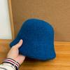 High-grade wool bucket hat women's autumn and winter face small solid color bucket hat simple velvet thickened thermal basin hat