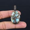 Tree Of Life Copper Larimar Gemstone Pure Copper Wire Wrapped Handmade Pendant Jewelry For Gift