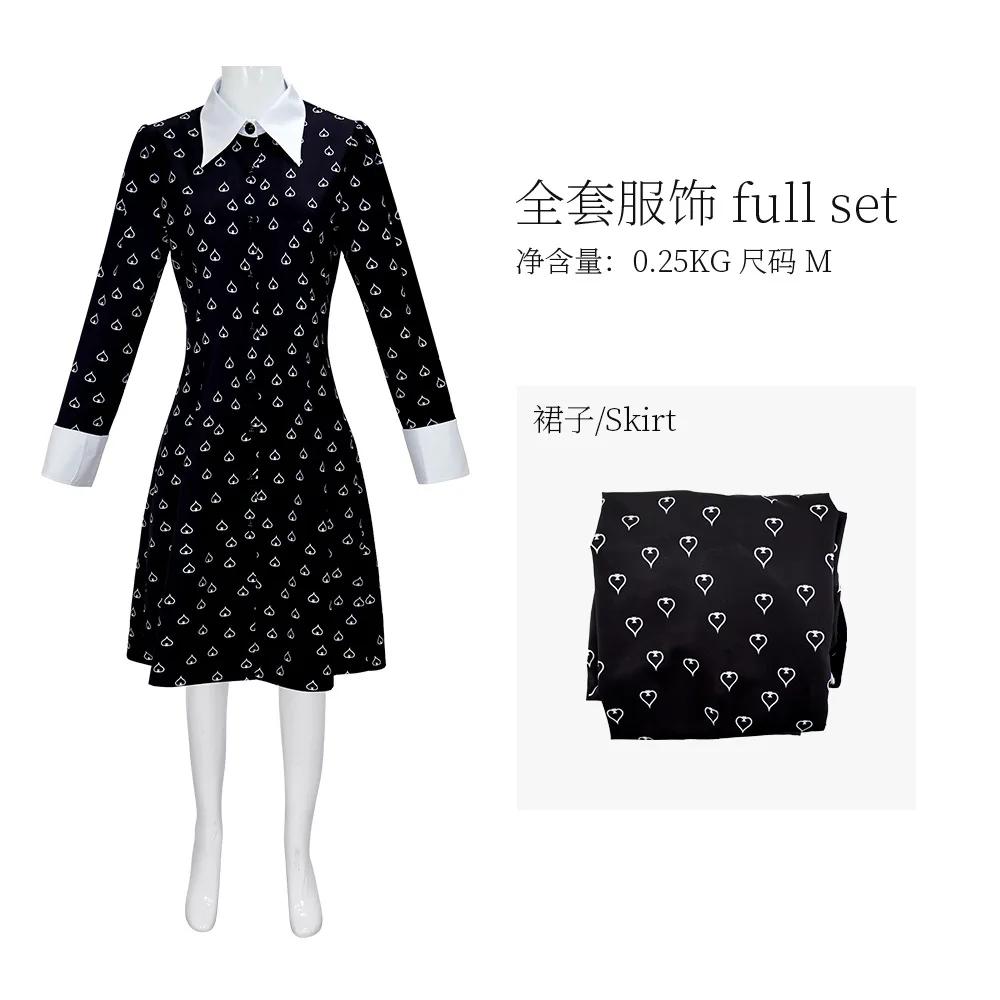 Anime Wednesday Adams Cosplay American Drama Same Dress Wednesday Women's Black Dress Halloween Costume For Woman
