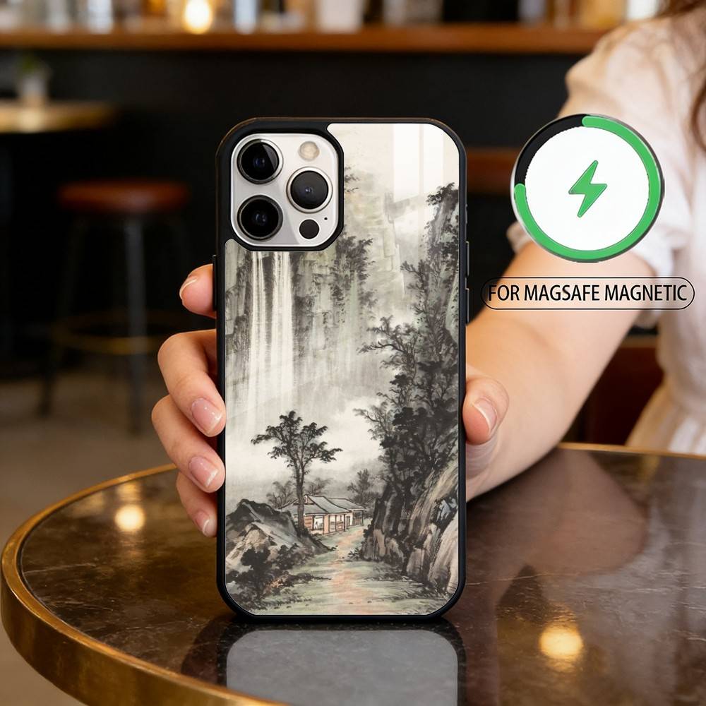 

C-Chinese S-Style A-Art Phone Case For iPhone17,16,15,14,13,12,11 Plus,Pro Max Magnetic For Magsafe Wireless Charging iPhone14
