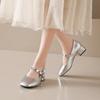 Square head Mary Jane single shoes girl 2025 autumn new French thick heel small leather shoes fairy style with skirt high heels