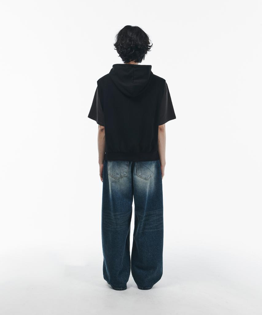 Signature Rivet Hooded Sleeveless Vest [Black]