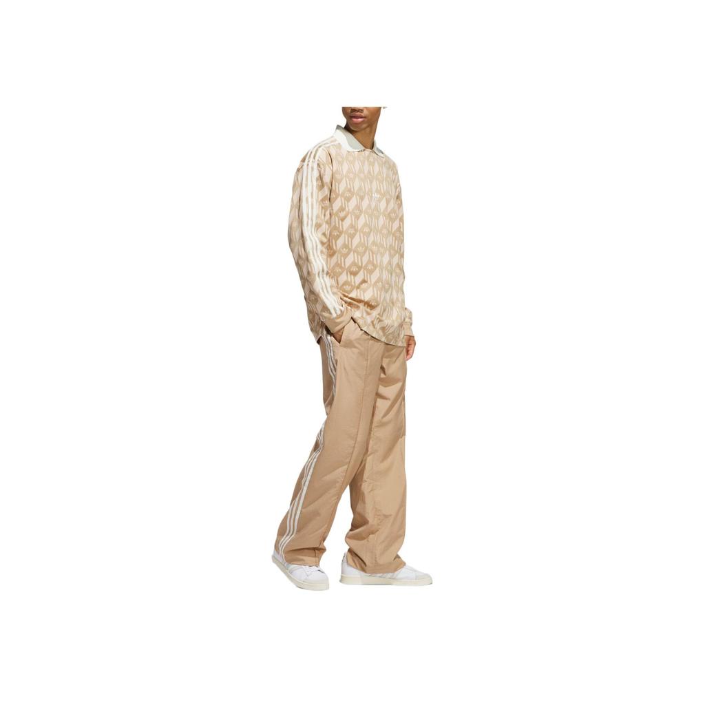 adidas Originales Sencillo Versátil Casual Moda Polo de Manga Larga a Rayas Unisex Polos Arena Cálida JP2098