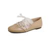 Fashion Women's new leather cowhide round toe spring and autumn low heel plus large lace up comfortable casual single shoe