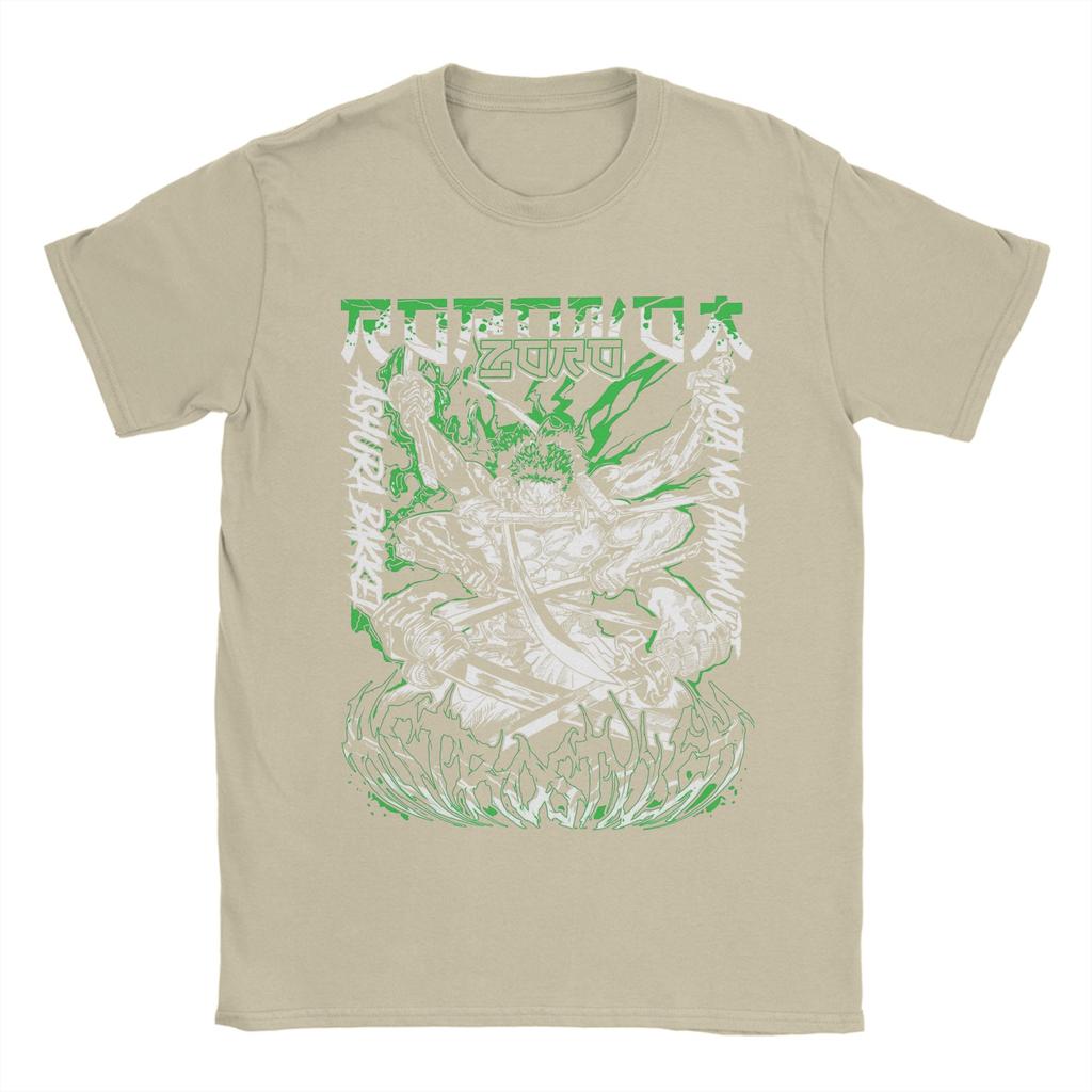 Roronoa Zoro Manga Ones Pieces T Shirts for Men Pure Cotton Casual TShirt Round Collar Tees Short Sleeve Clothing Printed