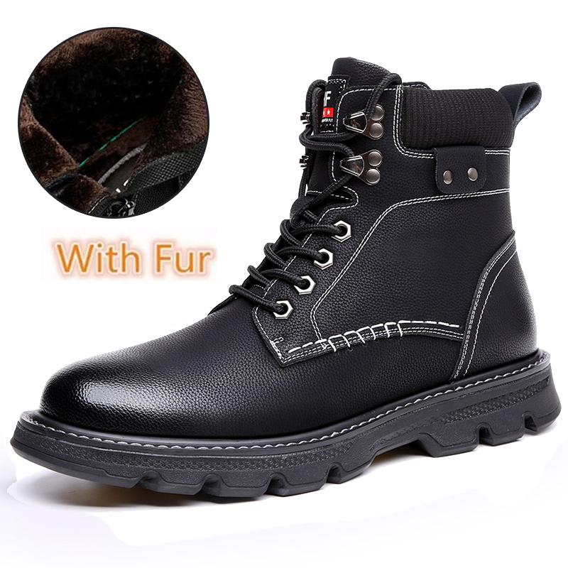 Fashion Winter Snow Boots Genuine Leather Men Boots TrendShoes Casual Shoes Luxury Motorcycle For Men Men's Plus Velvet Cowboy Boots