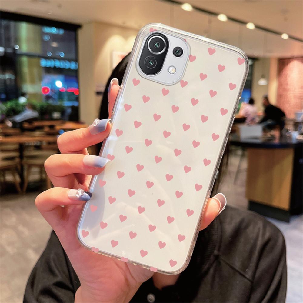 For Xiaomi Mi 14T 15T 13T 12T 10T 11T Pro 14 12 11 13 Lite 15 Note 10 Transparent Clear Cover TPU Silicone Heart Love Phone Case