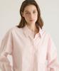 Oteumilkape Oversized Striped Button-Up Shirt - Pink