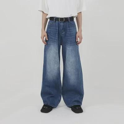 Unisex Retro Wide-Leg Jeans - Casual Loose-Fit Denim Trousers