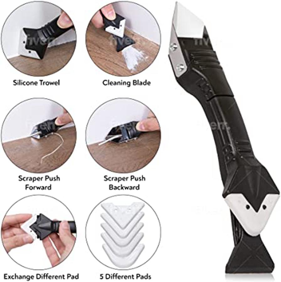 3 in 1 Sealant Angle Scraper Spatula Silicone Grout Caulk Floor Seam Glass Glue Remover Home Removal Tool Kit