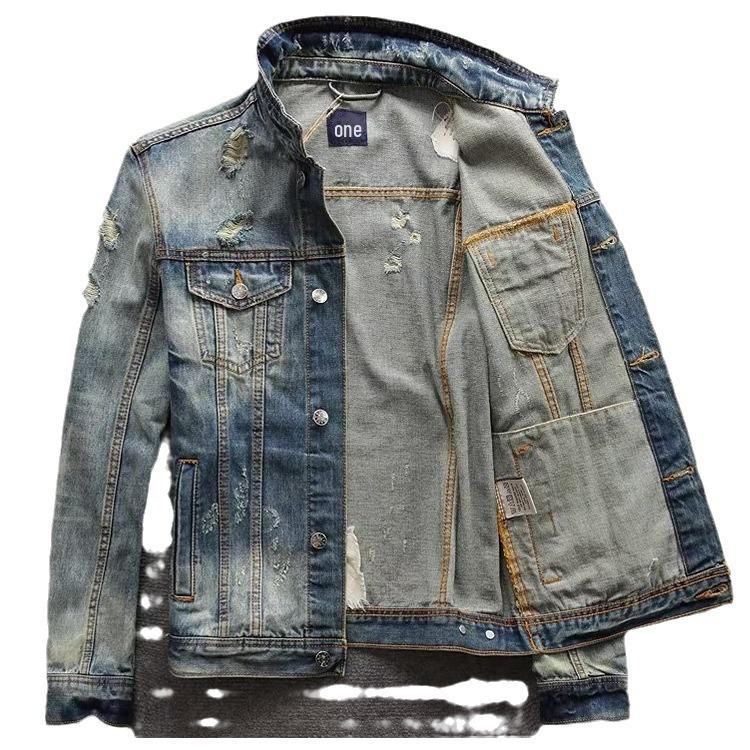 Men's Retro Denim Jacket - Korean Style, Slim Fit for Spring & Autumn