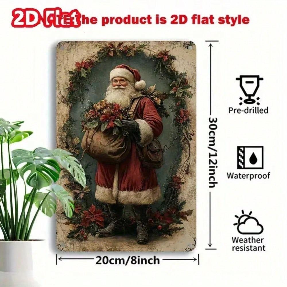 Vintage Metall Weihnachts-Wanddeko Weihnachtsmann Schild Feiertagsgeschenk für Zuhause Bar Büro