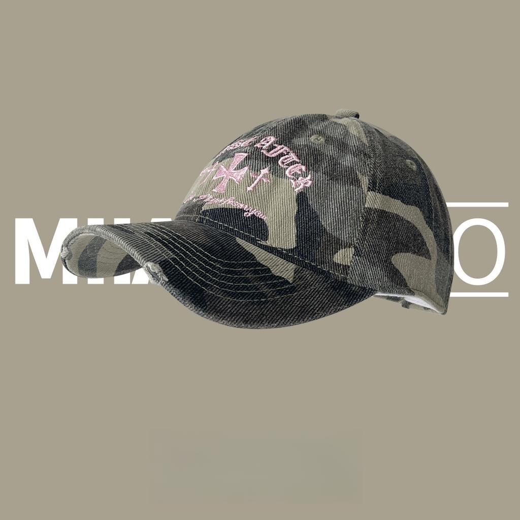 Retro old cross-stitch camouflage baseball cap for men and women matching face small new casual soft top Sun baseball cap