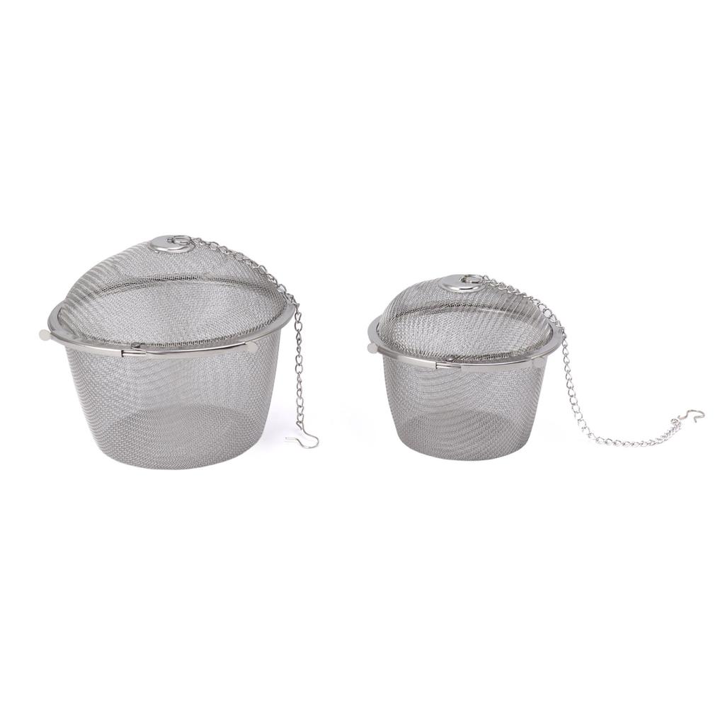 2pcs Mesh Tea Stainless Steel Tea Strainer with Hook Chain for Spice Soup Tea Herbs