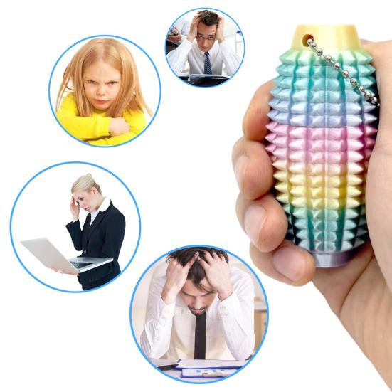 Spiky Grippie Stim Fidget Toy with Articulated Dragon Hand Massager Keychain Stress Relief Pain Stimming Tool Portable Bumpy Roller Sensory Toy