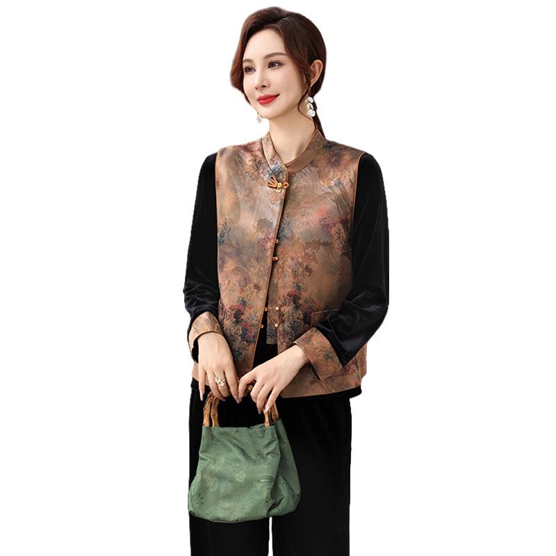 Frühlings- & Herbstweste-Set für Frauen mittleren und höheren Alters - Ärmellose Jacke im neuen chinesischen Stil