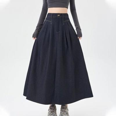 NAvAvA Women A Line bAck bAnding Denim Long Skirt Ns486