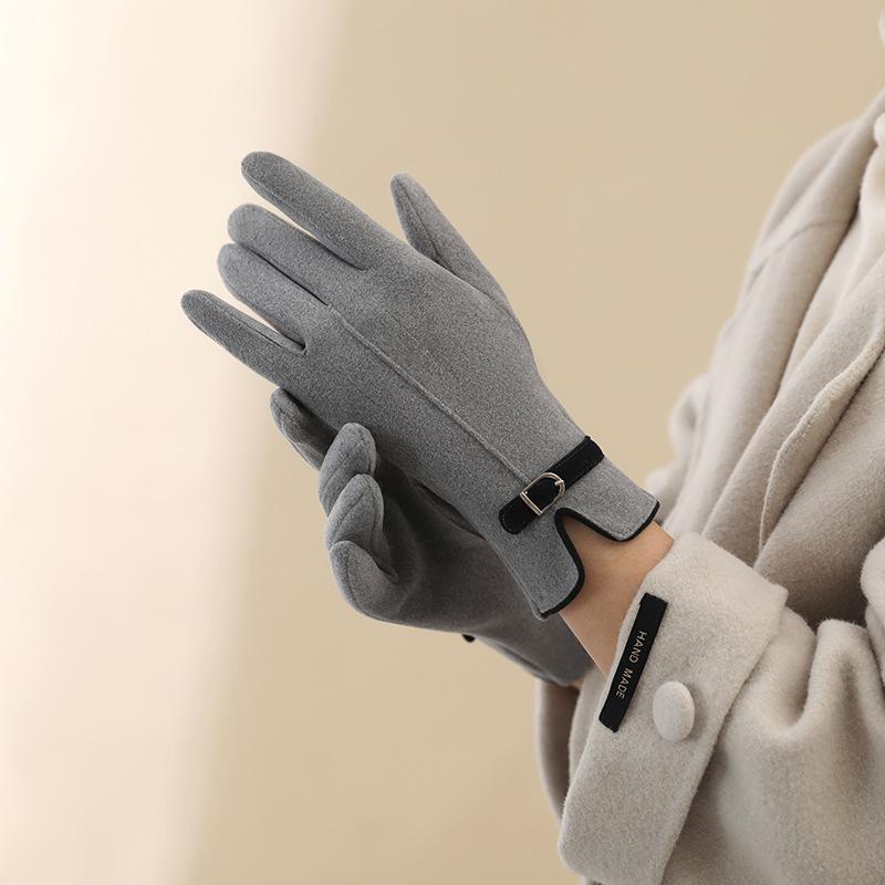 Elegant Retro Women Winter Thick Gloves Cycling Drive Keep Warm Touch Screen Windproof Soft Comfortable