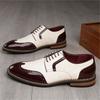 New Men's Pointed White Brown Mix Color Casual Brogues Oxford Shoes Brand Designer Wedding Dress Homecoming Prom Formal Footwear