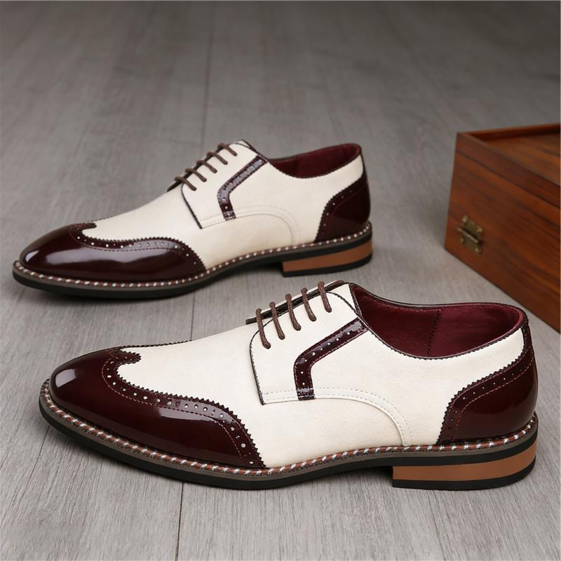 Nové pánské špičaté bílo-hnědé mix barvy ležérní brogues oxfordky značkový designér svatební šaty Homecoming ples formální obuv