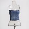 Spring 2025 European & American Sexy Washed Denim Zipper Tube Top