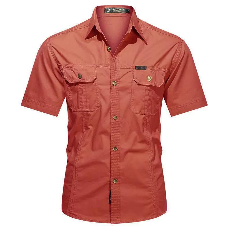 Summer Short Sleeved Shirt Men's Workwear Cotton Workwear Inch Shirt Outdoor Loose Men's Shirt
