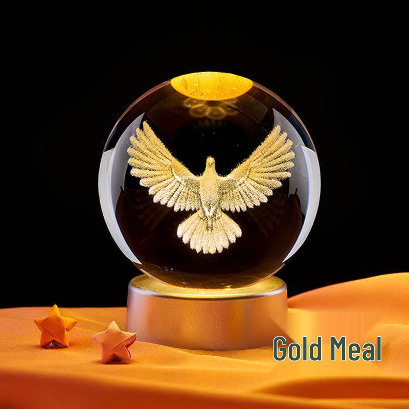 Colorful Wooden Base Crystal Ball Night Light - Creative Birthday Gift for Boys & Girls