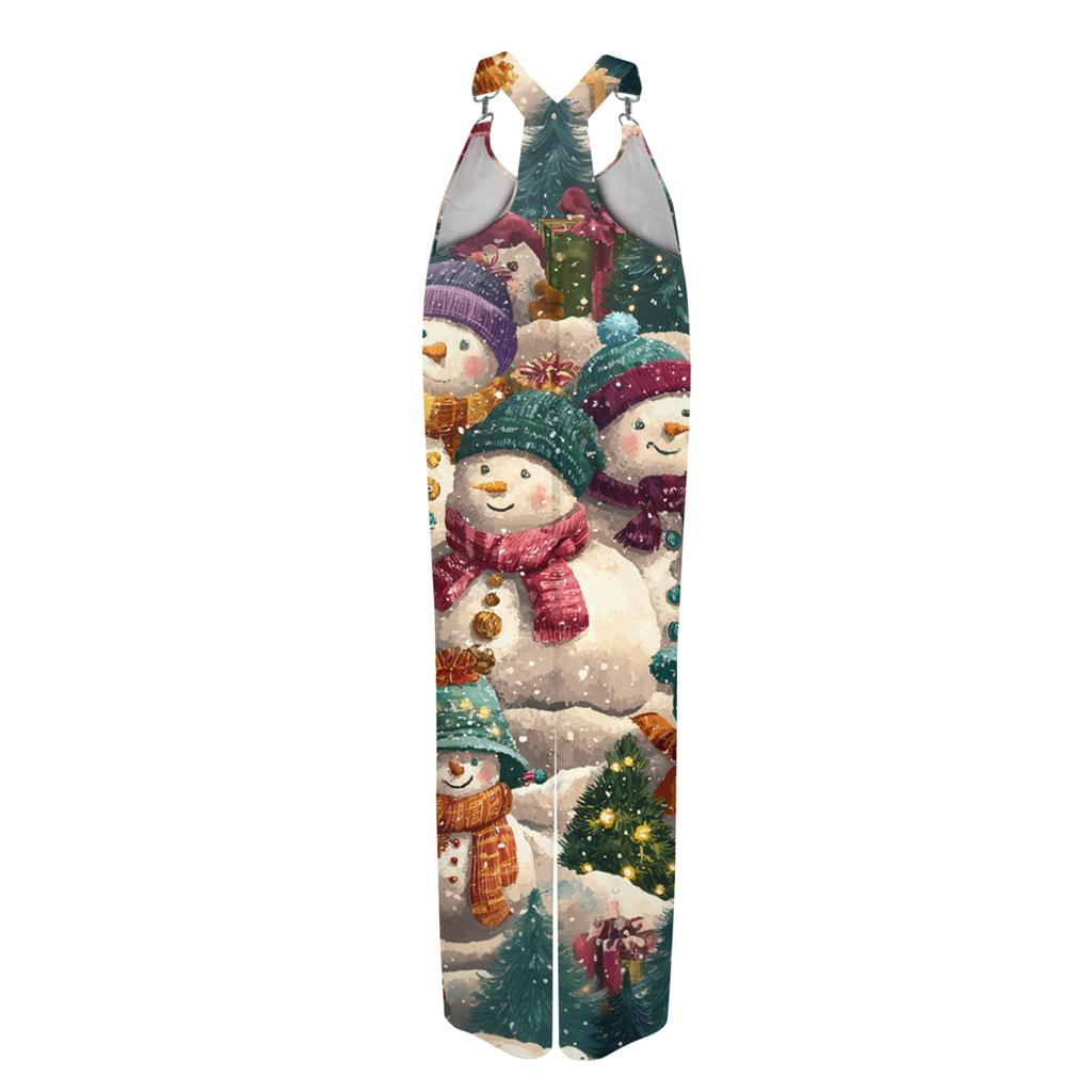 Women's Summer Overalls Floral Print Vintage Jumpsuit (Non-Adjustable Straps)